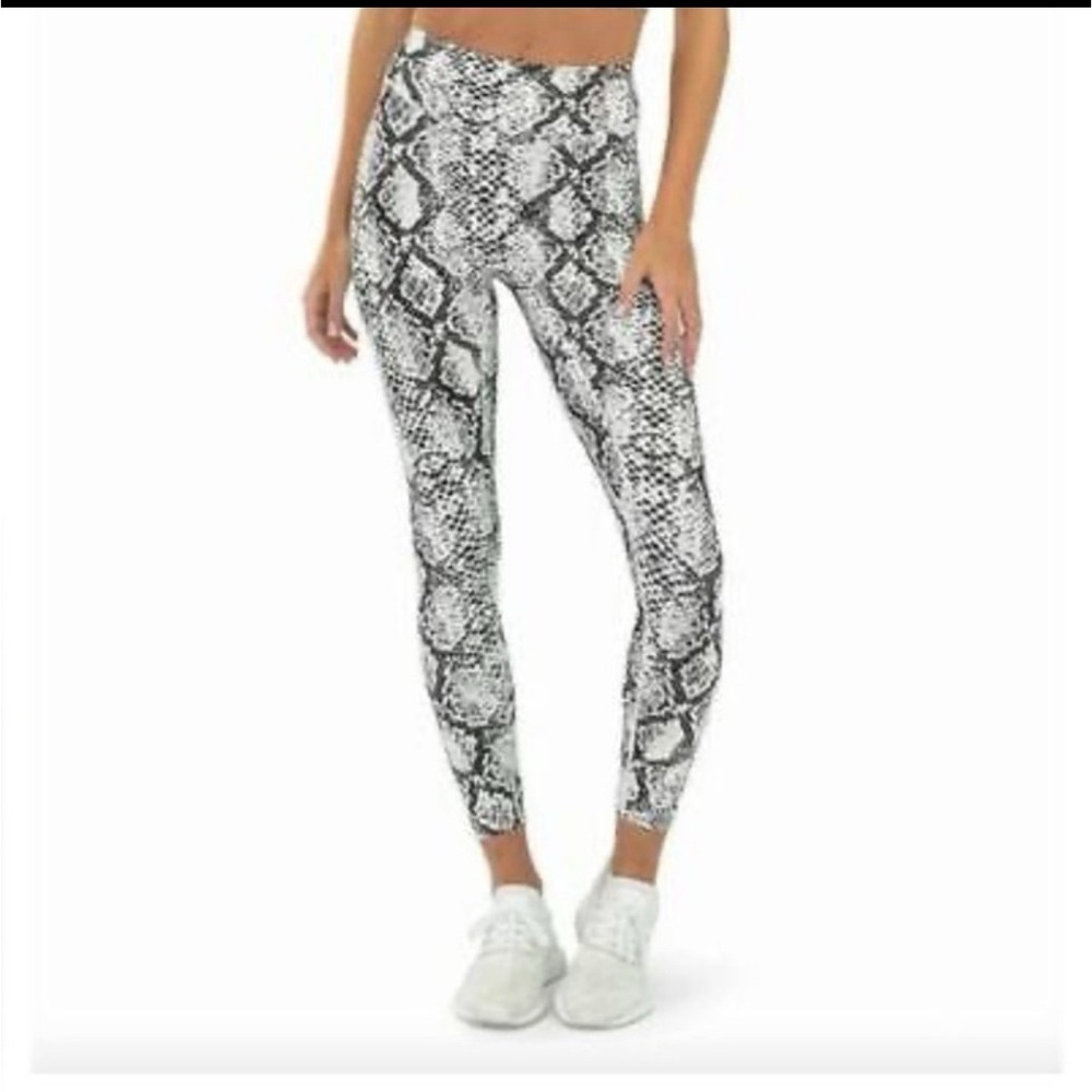 Balance Athletica White Black Snakeskin High Waisted Leggings Size Medium Yoga